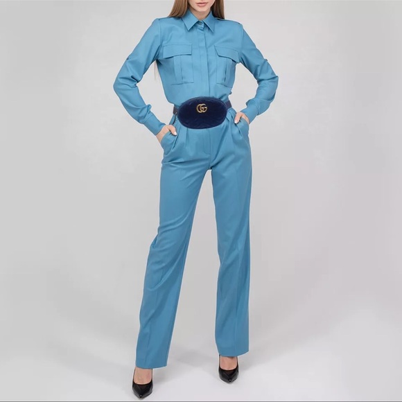 Gucci Waist Pouch Velvet Blue Belt Gg Marmont women's bag - Picture 4 of 15